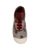 Tennis basses Flaneldots lacets velours gris/brique