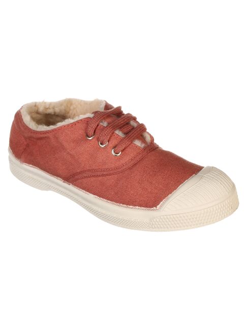 Tennis basses Fourrées lacets vieux rose