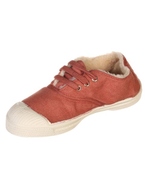 Tennis basses Fourrées lacets vieux rose