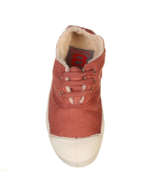 Tennis basses Fourrées lacets vieux rose