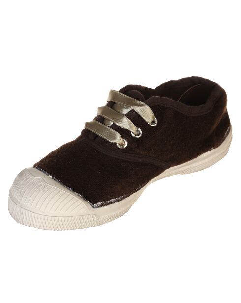 Sneakers aus Samt im Vintage-Stil mit braunen