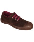 Tennis basses en Velours de Cuir lacets marron