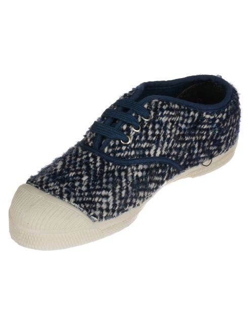 Girly Tweed Tennisbassschuhe blaue Schnürsenkel