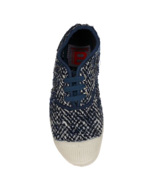 Tennis basses Girly Tweed lacets bleues