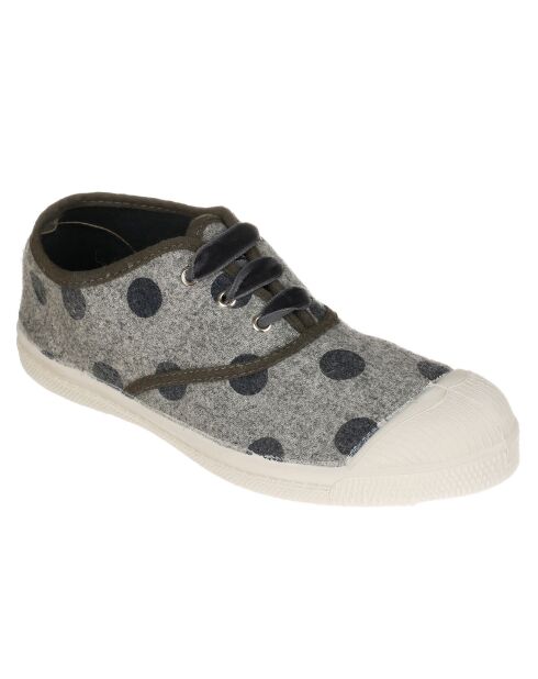 Tennis basses Flaneldots lacets velours gris/anthracite