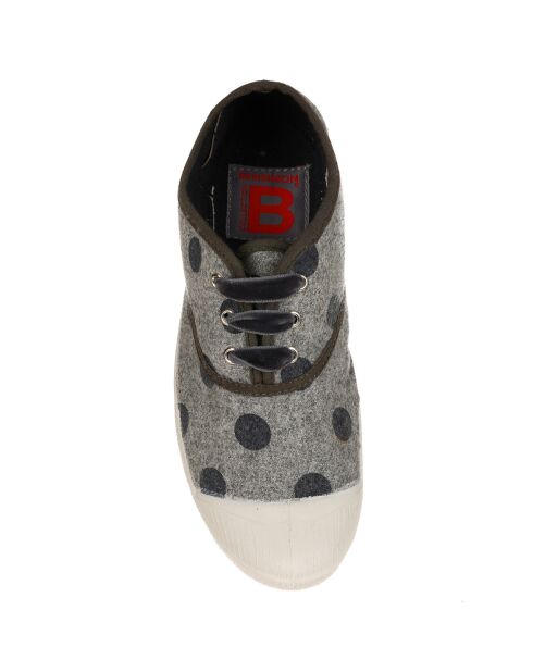 Tennis basses Flaneldots lacets velours gris/anthracite