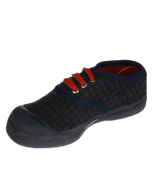 Tennisbälle Katherine Schnürsenkel, kariert, Marineblau/Ziegelrot