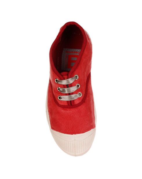 Tennis basses en Velours Vintage lacets roses