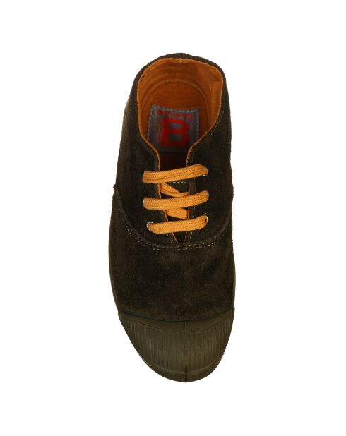 Tennis basses en Velours de Cuir lacets kaki