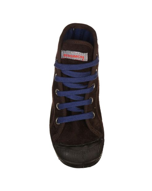 Tennis montantes en velours de Cuir Mid lacets marron