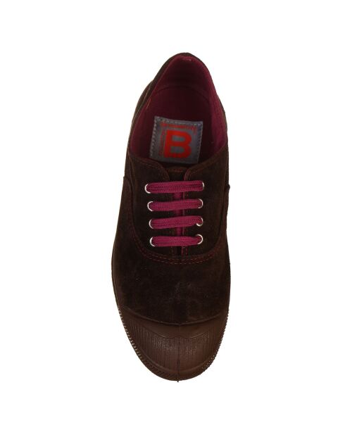 Tennis basses en Velours de Cuir lacets marron