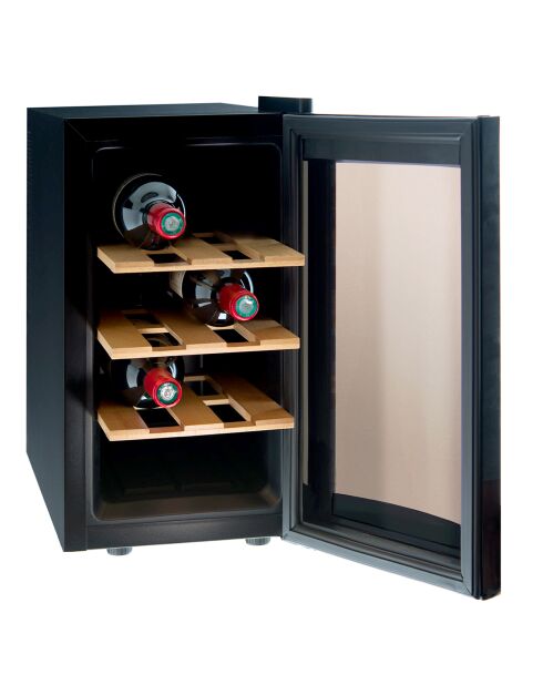 Weinkühler 8 Flaschen schwarz/Holz - 26x50,5x44 cm