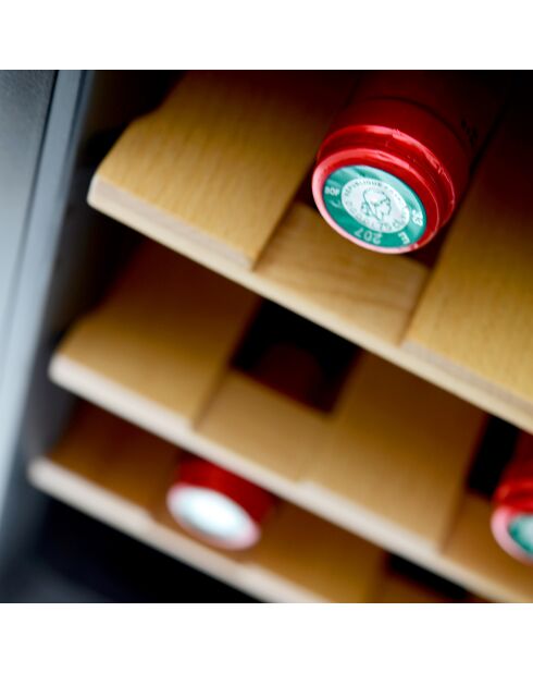 Weinkühler 8 Flaschen schwarz/Holz - 26x50,5x44 cm