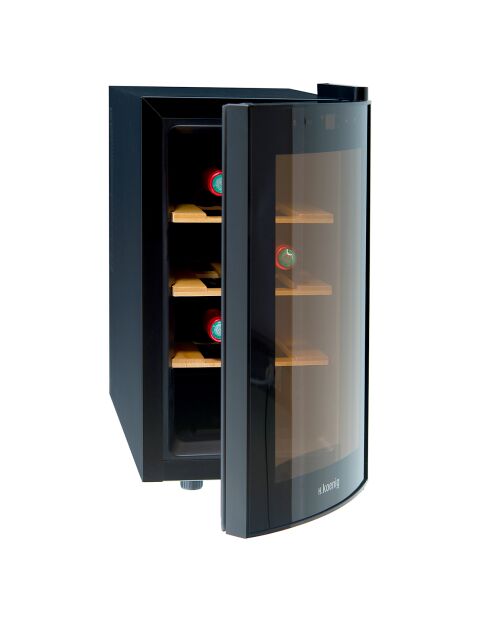 Weinkühler 8 Flaschen schwarz/Holz - 26x50,5x44 cm