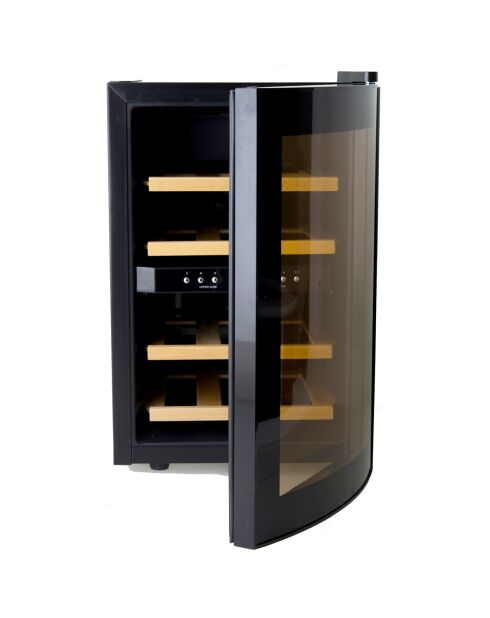 Dual Zone Weinkühler für 12 Flaschen schwarz/holz - 34,5x51x54 cm
