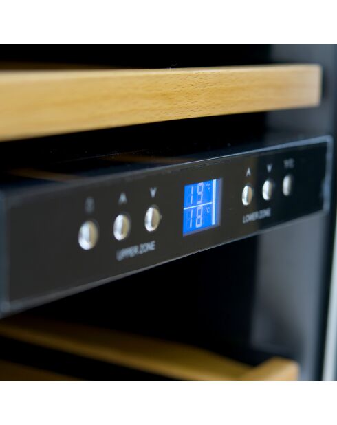 Dual Zone Weinkühler für 12 Flaschen schwarz/holz - 34,5x51x54 cm