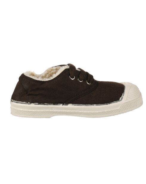 Tennis basses Fourrées lacets marron