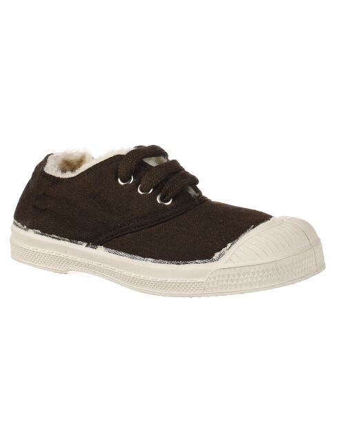 Tennis basses Fourrées lacets marron