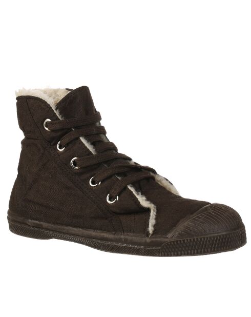 Tennis montantes Mid Fourrées lacets chocolat