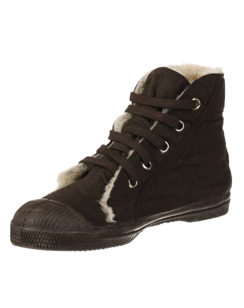 Tennis montantes Mid Fourrées lacets chocolat
