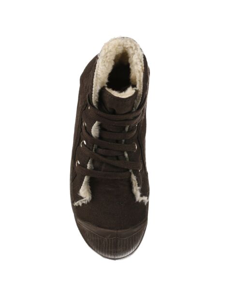 Tennis montantes Mid Fourrées lacets chocolat