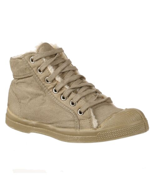 Tennis montantes Mid Fourrées lacets beiges