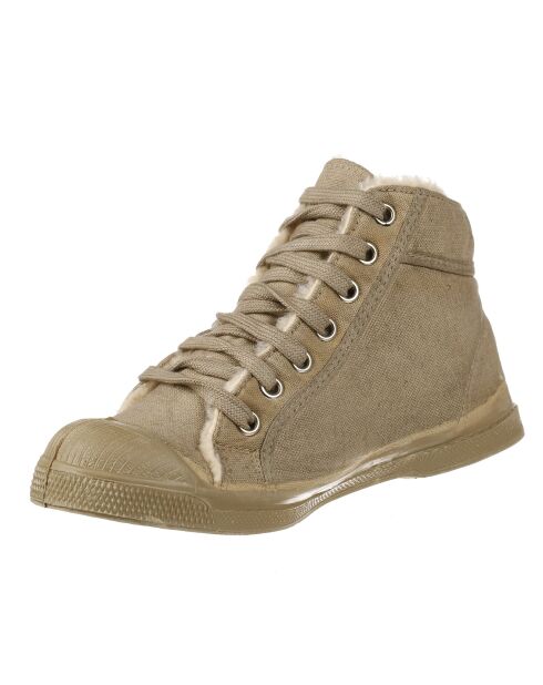 Tennis montantes Mid Fourrées lacets beiges