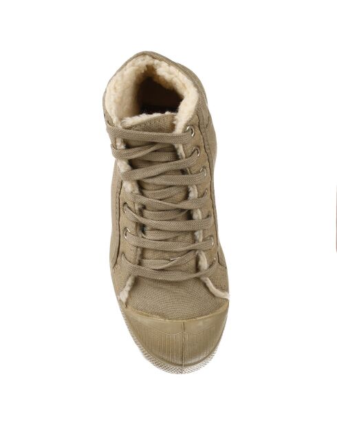 Tennis montantes Mid Fourrées lacets beiges