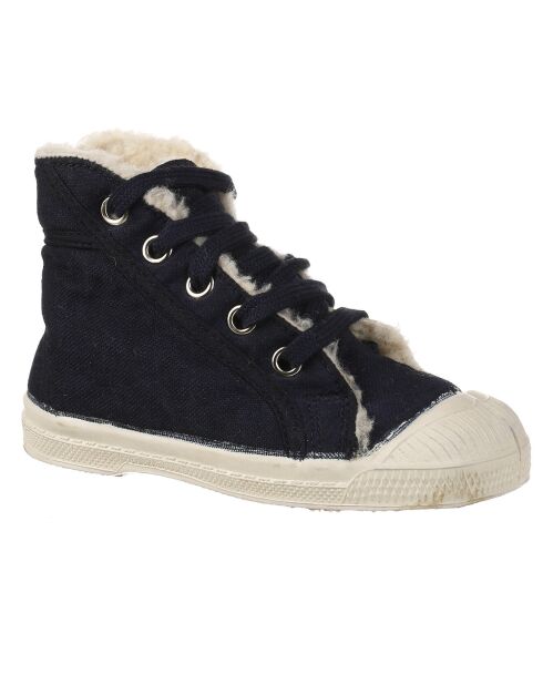 Tennis montantes Mid Fourrées lacets marine