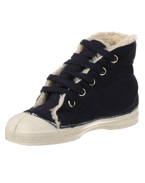 Tennis montantes Mid Fourrées lacets marine