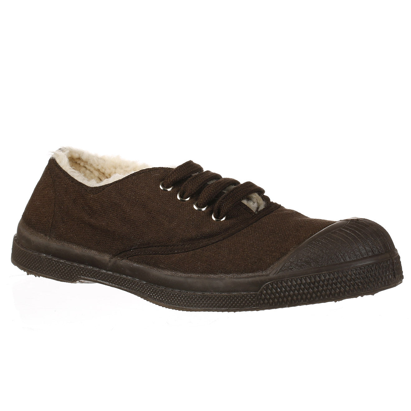 Tennis basses Fourrees lacets marron Vente privee Bensimon BazarChic