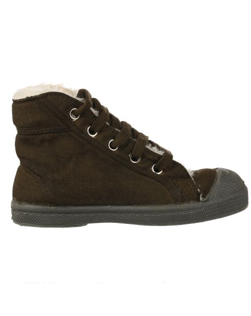 Tennis montantes Mid Fourrées lacets kaki