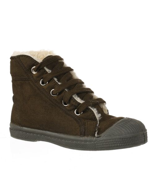 Tennis montantes Mid Fourrées lacets kaki