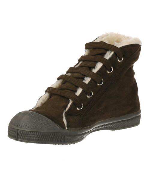 Tennis montantes Mid Fourrées lacets kaki