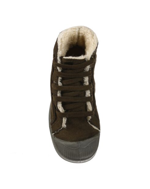 Tennis montantes Mid Fourrées lacets kaki