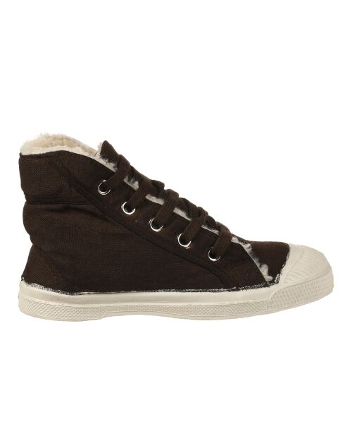 Tennis montantes Mid Fourrées lacets marron