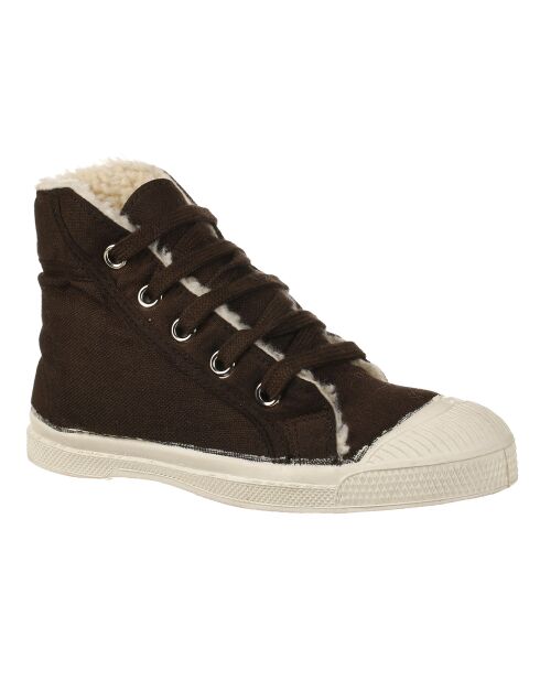 Tennis montantes Mid Fourrées lacets marron