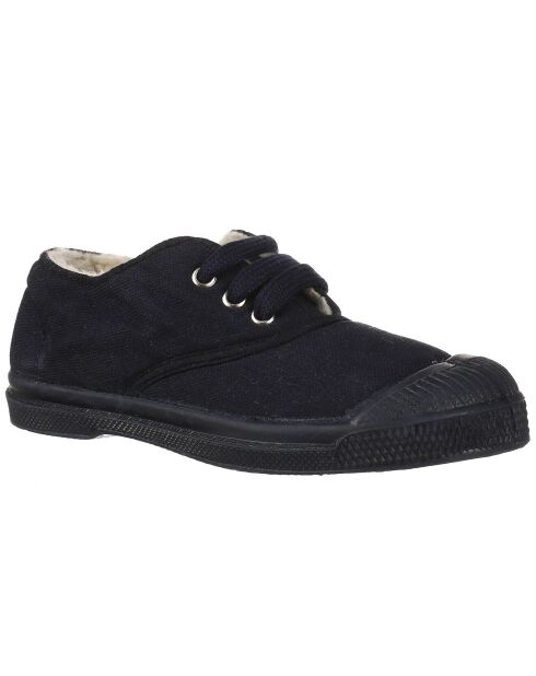 Tennis basses Fourrées lacets marine