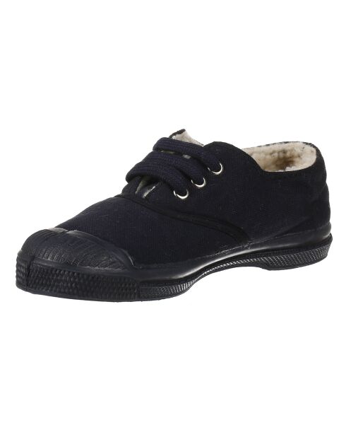 Tennis basses Fourrées lacets marine