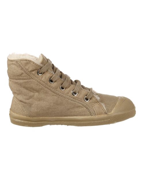 Tennis montantes Mid Fourrées lacets beiges