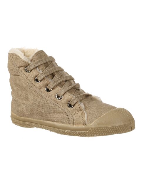 Tennis montantes Mid Fourrées lacets beiges