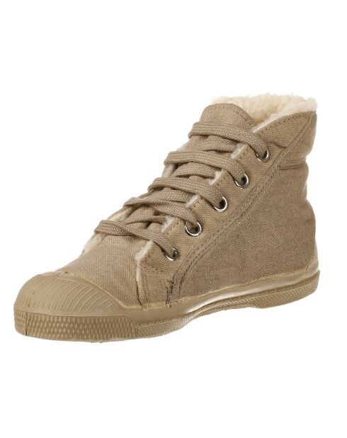 Tennis montantes Mid Fourrées lacets beiges