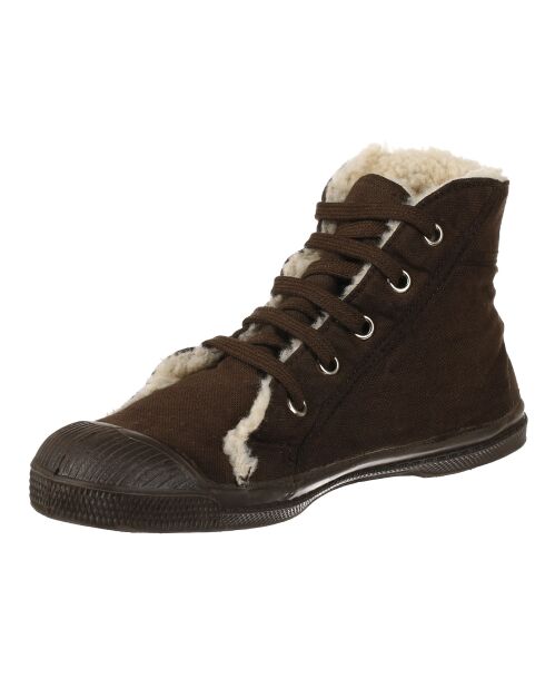 Tennis montantes Mid Fourrées lacets marron