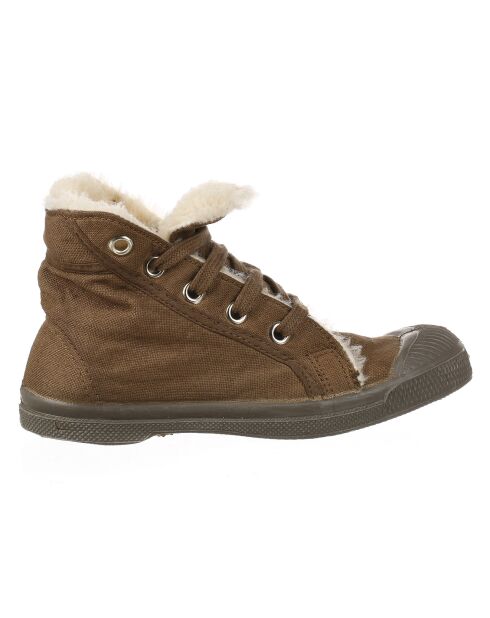 Tennis montantes Mid Fourrées lacets beiges