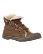Tennis montantes Mid Fourrées lacets beiges
