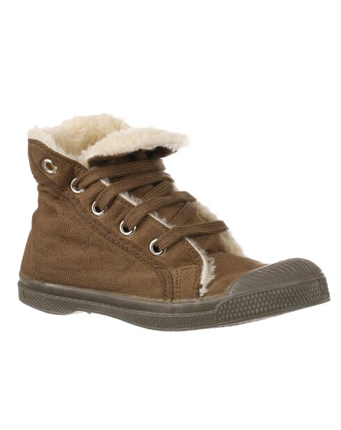 Tennis montantes Mid Fourrées lacets beiges