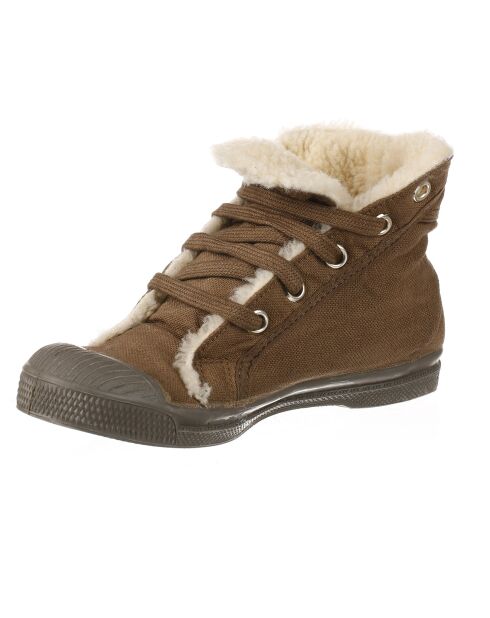 Tennis montantes Mid Fourrées lacets beiges