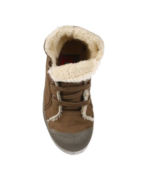 Tennis montantes Mid Fourrées lacets beiges