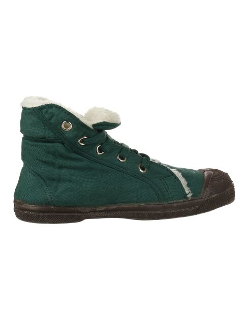 Tennis montantes Mid Fourrées lacets vertes