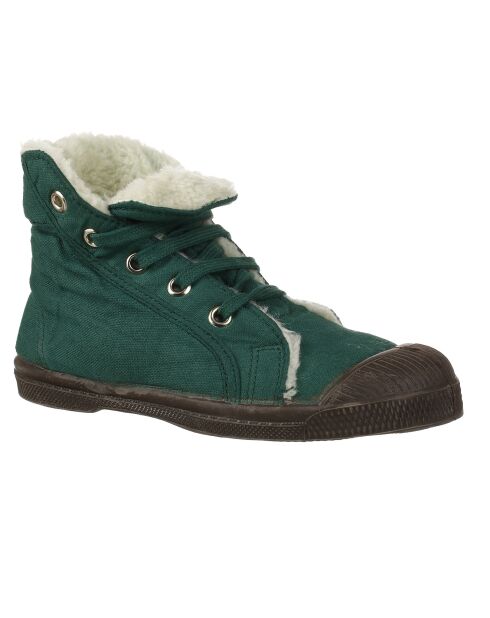 Tennis montantes Mid Fourrées lacets vertes